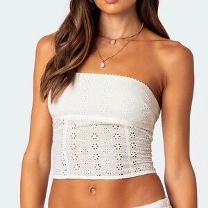White Eyelet Tube Top